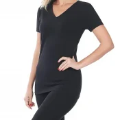 Rolled sleeve boat neck top black