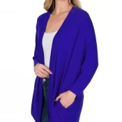 Sleeve cocoon wrap cardigan blue